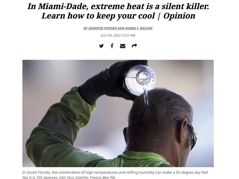 image of the herald op-ed article picturing a man cooling off by splashing water on the nape of his neck
